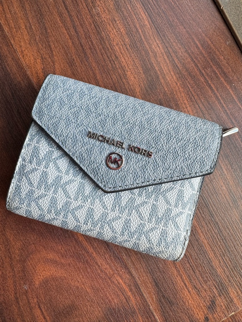 Michael Kors Light Blue MK Logo Envelope Wallet